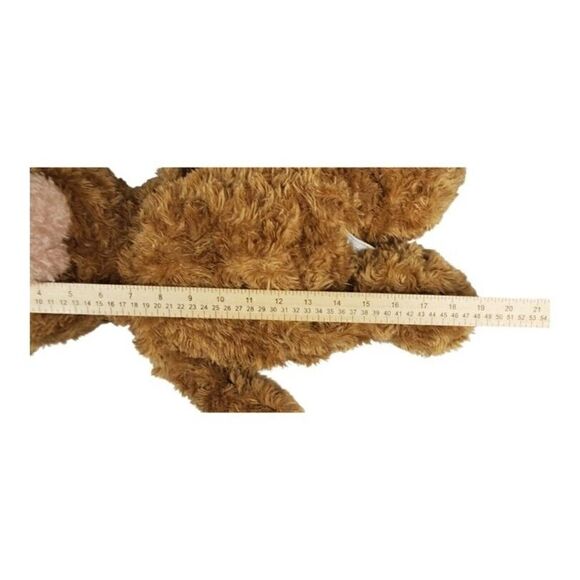 Animal Adventure Bear Brown Floppy Furry White Bow Soft Huggable Shaggy Long 19" - Picture 7 of 8